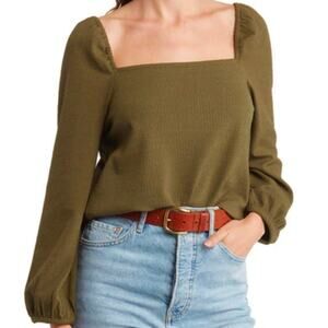 Madewell Green Square Neck Long Sleeve Top